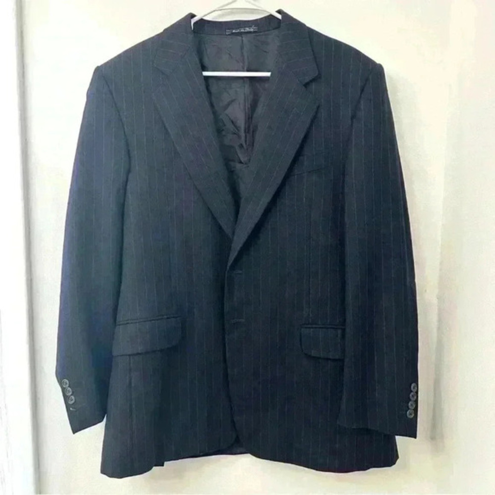 REDAELLI Navy Blue Suit Blazer For Men 100% Virgin Wool Large